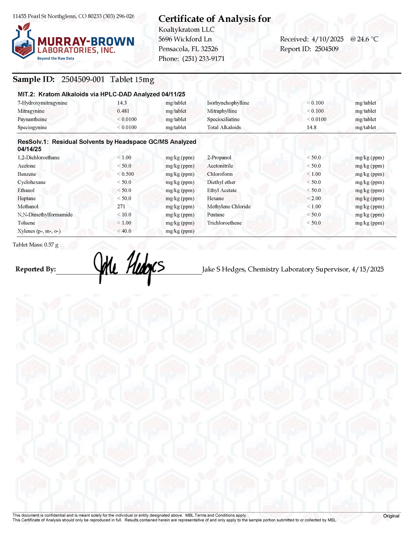 15mg 7oh - TROPICAL PUNCH! Tablet