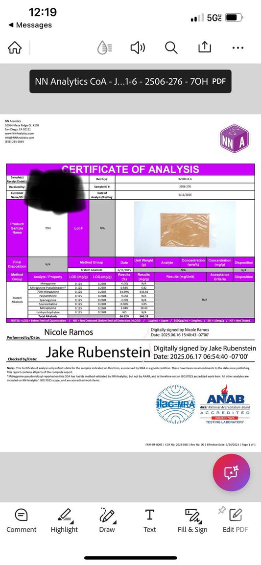 Ember 66% 7OH kratom extract powder high potency alkaloid blend